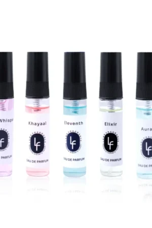 LAMS Perfume Discovery Set – 5 Mini Eau de Parfum Sprays (Dawn Whisper, Khayaal, Eleventh, Elixir, Auram)